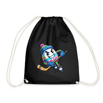 Osterei Eishockey Design für Eishockeyspieler und - Drawstring Bag - black - Front