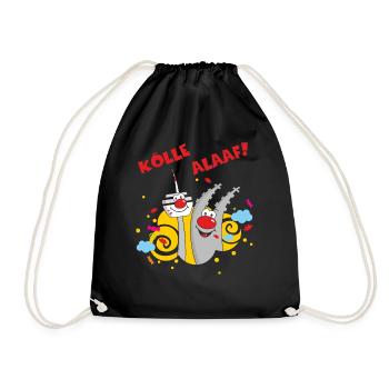 Karneval Kölle Alaaf RAHMENLOS Geschenk Fasching - Turnbeutel - Schwarz - Vorne