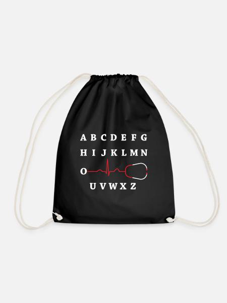 PQRST Heartbeats Krankenschwester EKG Wave Line Alphabet Geschenk - Turnbeutel - Schwarz