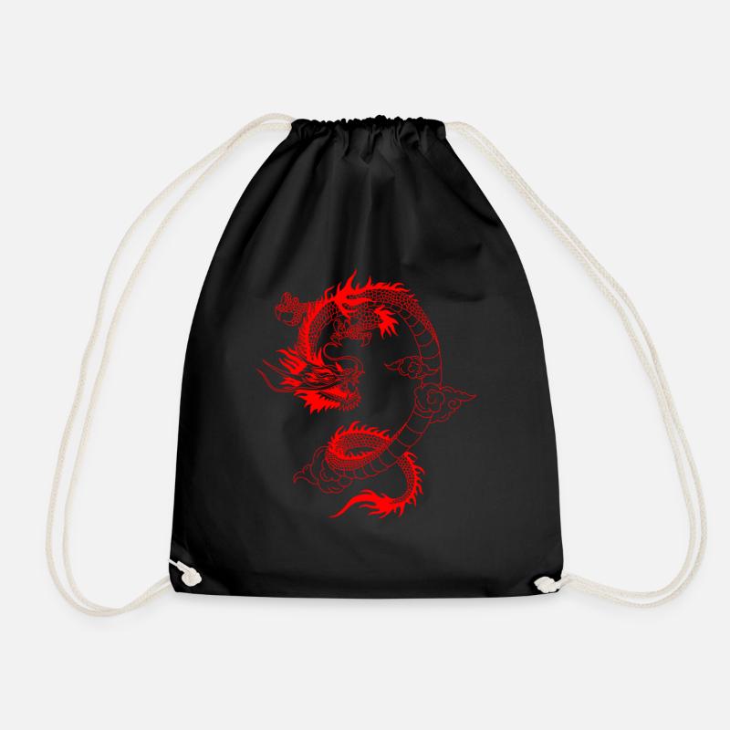 JAPANISCHER ROTER DRACHE 🐉 Chinesischer Drache - Turnbeutel - Schwarz