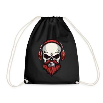 Totenkopf im Hipster-Stil - Turnbeutel - Schwarz - Vorne