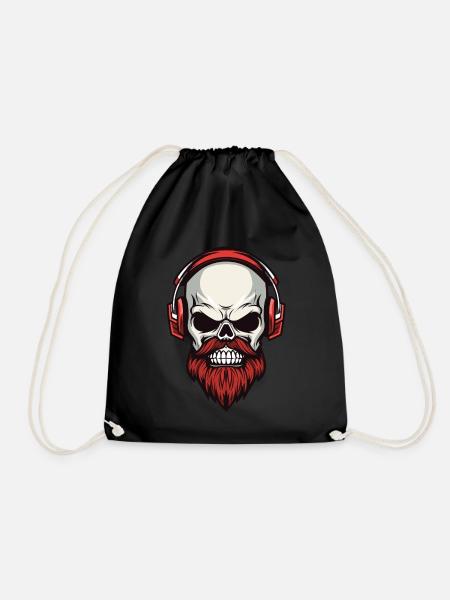 Totenkopf im Hipster-Stil - Turnbeutel - Schwarz