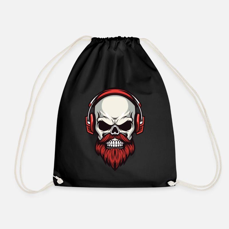 Totenkopf im Hipster-Stil - Turnbeutel - Schwarz