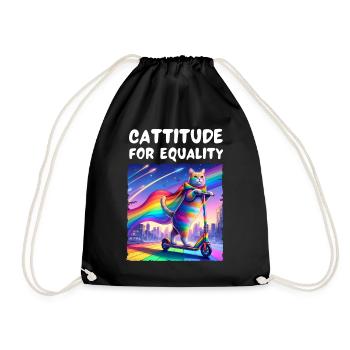Gay pride. Cattitude for equality - Drawstring Bag - black - Front