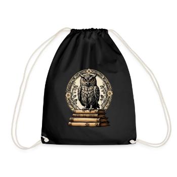 Book Owl - Drawstring Bag - black - Front
