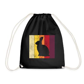 Rabbit Retro Rabbit Easter Gift - Drawstring Bag - black - Front