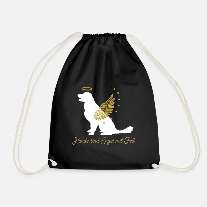 Hunde sind Engel mit Fell Golden Retriever - Turnbeutel - Schwarz