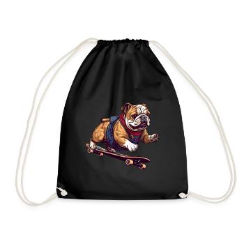 Cool Bulldog Skateboarder en action - Sac de sport léger - noir - Devant