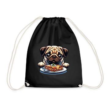 Le chien carlin aime les lasagnes - Sac de sport léger - noir - Devant