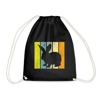 Rabbit Retro Rabbit Easter Gift - Drawstring Bag - black - Front