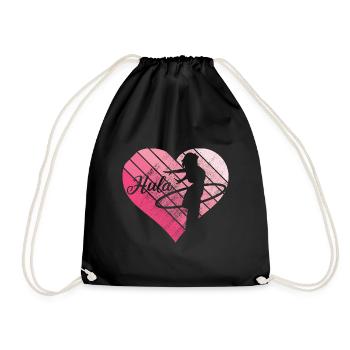 Hula Hupp vintage retro heart Huller Hoop - Drawstring Bag - black - Front