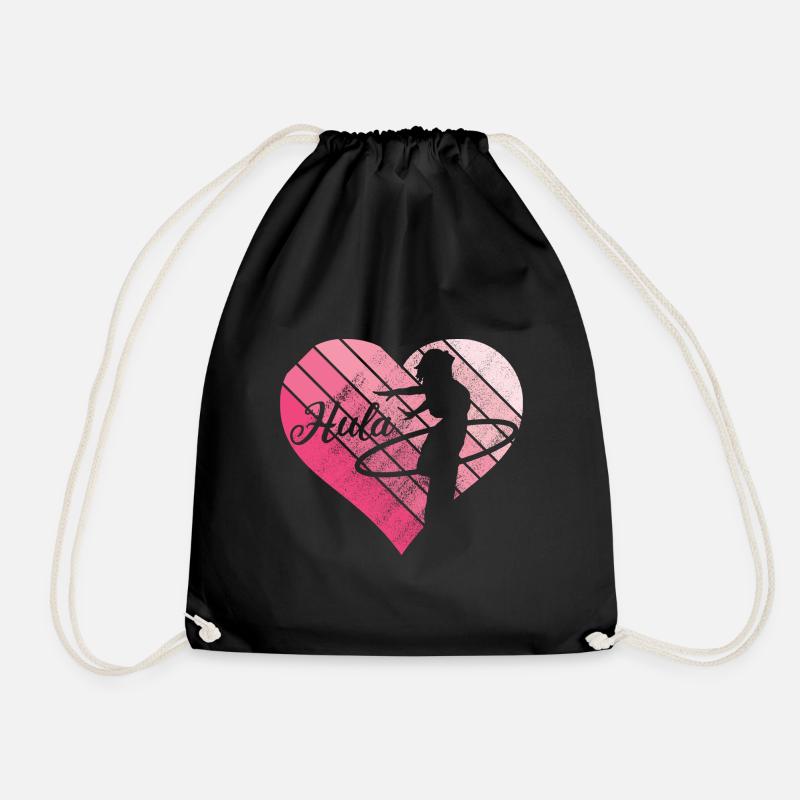 Hula Hupp vintage retro Herz Huller Hoop - Turnbeutel - Schwarz