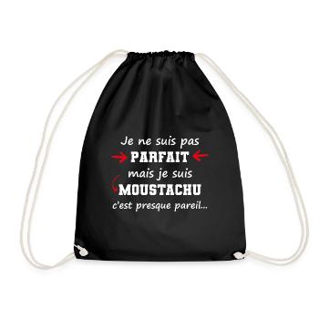 cadeau marrant moustache moustachu pas parfait - Sac de sport léger - noir - Devant