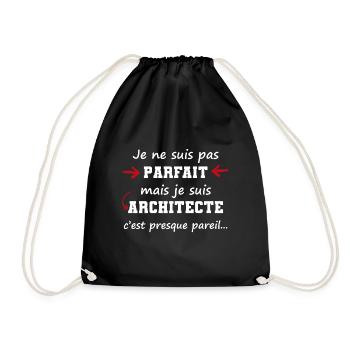 pas parfait mais architecte | cadeau architecte - Sac de sport léger - noir - Devant