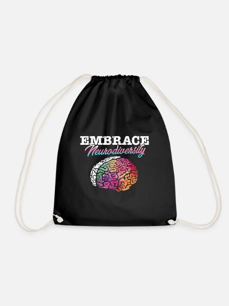 Autism Awareness I ADHD I ASD I Embrace - Drawstring Bag - black