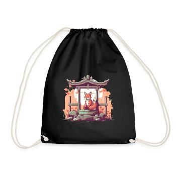 Fox Japan Inari Temple Kami Nippon Shinto - Drawstring Bag - black - Front