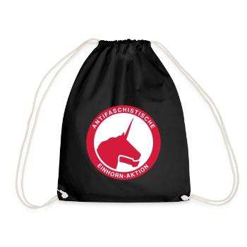 Antifaschistische Einhorn-Aktion - Turnbeutel - Schwarz - Vorne