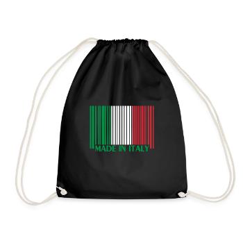 italy italien Italia barcode Code Italy - Turnbeutel - Schwarz - Vorne