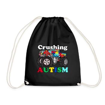 Crushing Autism Monster Truck shirt - Drawstring Bag - black - Front