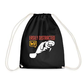 Easily distracted by manatees, I love dugongs - Drawstring Bag - black - Front