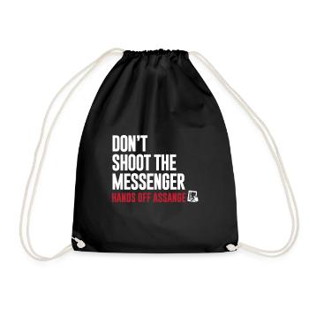 Hands Off Assange - Don't Shoot the Messenger - Drawstring Bag - black - Front