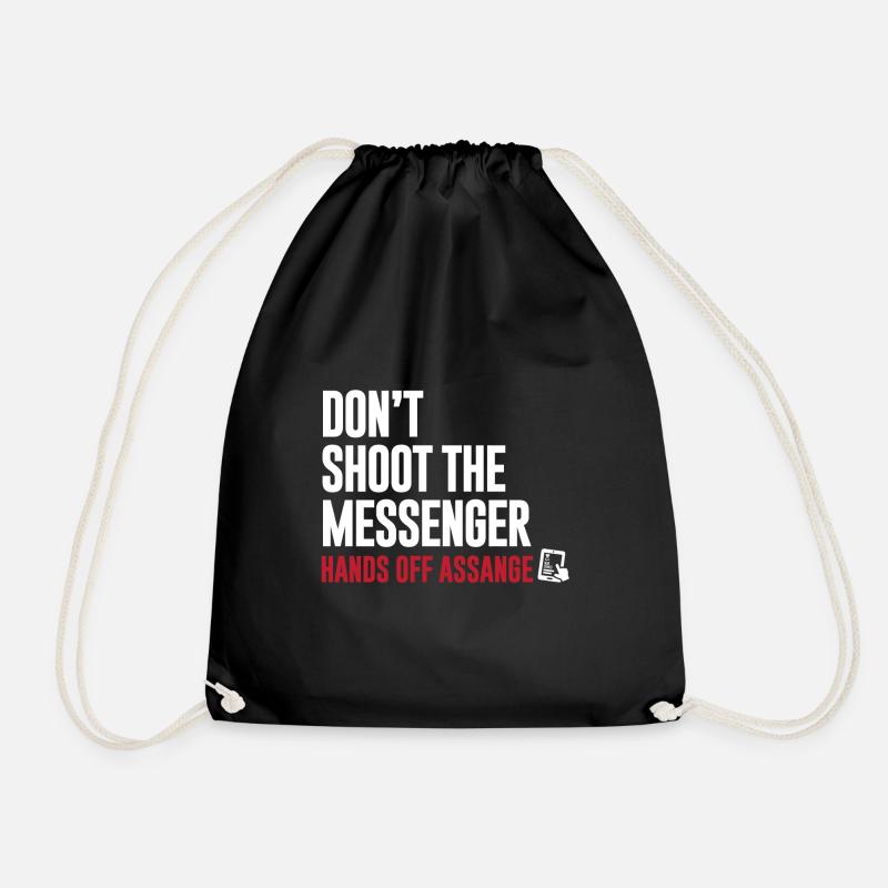 Hands Off Assange - Don't Shoot the Messenger - Drawstring Bag - black