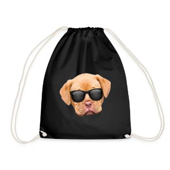 Hund mit Sonnenbrille - Welpe - Turnbeutel - Schwarz - Vorne