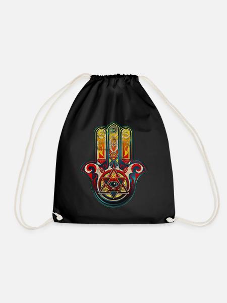 Hamsa Hand Vintage, Alles sehendes Auge, Schutz - Turnbeutel - Schwarz