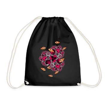 Fractal #15 Coral Clownfish - Drawstring Bag - black - Front