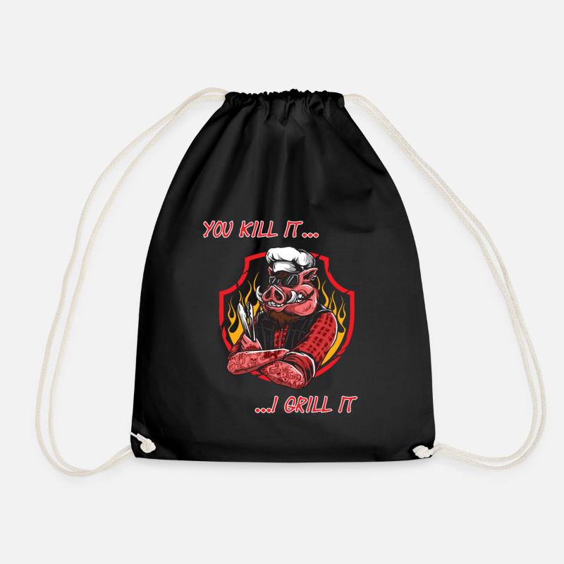 Barbecue - You kill it .... I grill it - Drawstring Bag - black