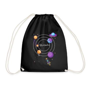 Astronaut, Space, Planet, Star, Moon, Sun - Drawstring Bag - black - Front