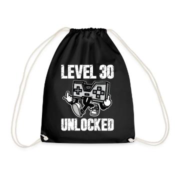 30 Birthday Level 30 Unlocked Anniversary 30 Years - Drawstring Bag - black - Front