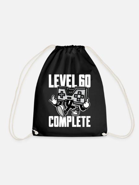 Level 60 Complete Geburtstagsgeschenk 60 Jahre - Turnbeutel - Schwarz