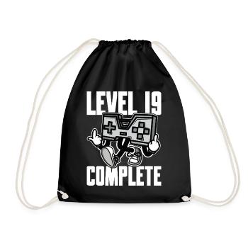 Level 19 Complete Birthday Gift 19 Years - Drawstring Bag - black - Front