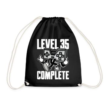Level 35 Complete Birthday Gift 35 Years - Drawstring Bag - black - Front