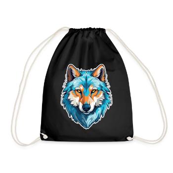 Wolf Kostüm blauer Wolfskopf Werwolf und - Turnbeutel - Schwarz - Vorne