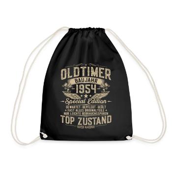 Oldtimer 1954 Jahrgang geboren Geburtstag Geschenk - Turnbeutel - Schwarz - Vorne