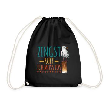 Retro Zingst ruft Anker Ostsee Fischland - Turnbeutel - Schwarz - Vorne