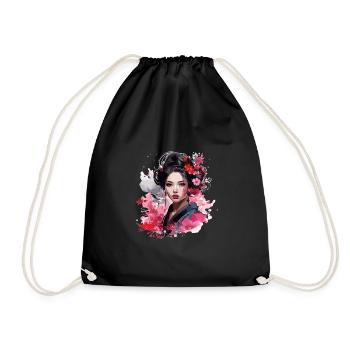 Geisha Design - Drawstring Bag - black - Front