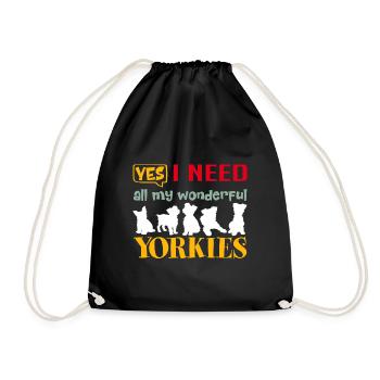 Ja ich brauche meine wundervollen Yorkies - Turnbeutel - Schwarz - Vorne