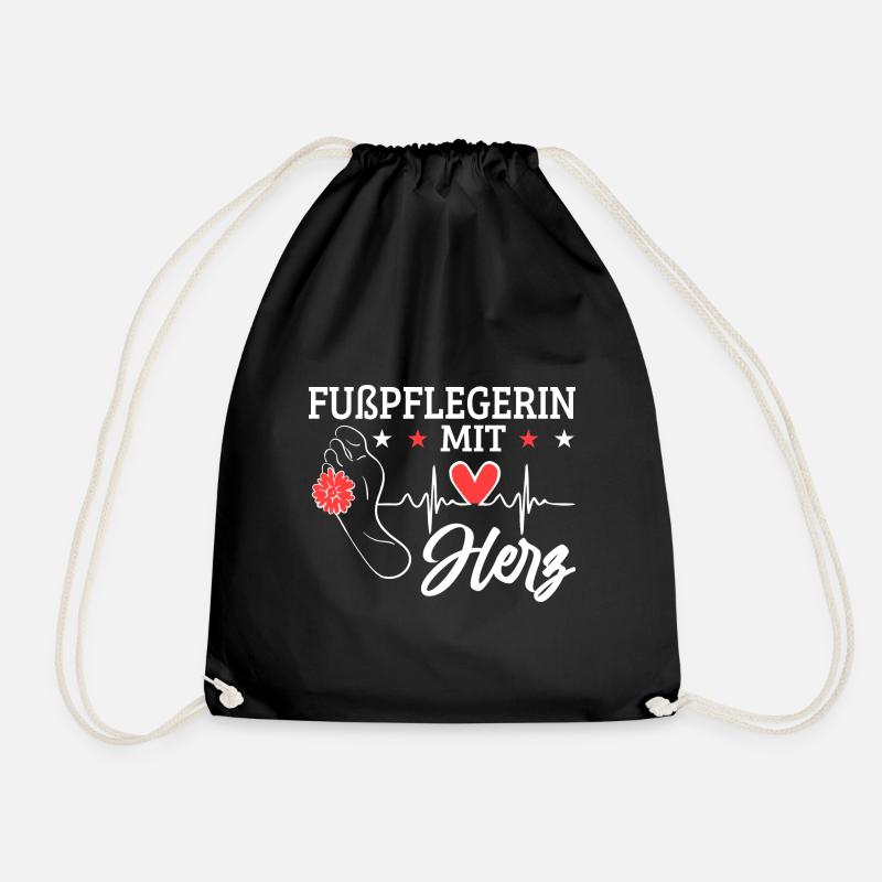Fußpflegerin mit Herz Herzschlag Pediküre - Turnbeutel - Schwarz