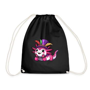 Mardi Gras Axolotl: Karnevals-Freude - Turnbeutel - Schwarz - Vorne