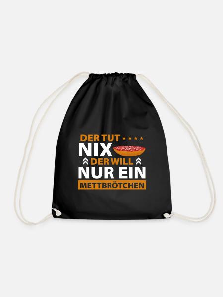 Mett Liebhaber Mettbrötchen - Turnbeutel - Schwarz