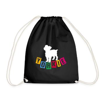 Yorkie Yorkshire Terrier with colorful letters - Drawstring Bag - black - Front