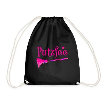 Putzfee Lustiger Spruch Putzfrau Haushalt Geschenk - Turnbeutel - Schwarz - Vorne