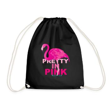 Pretty in pin comic pink flamingo trend gift - Drawstring Bag - black - Front