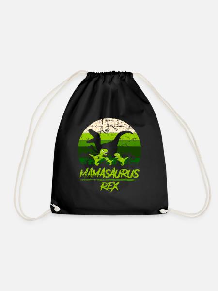 Mamasaurus Dinosaurier 3 Kinder Retro Vintage Geschenk - Turnbeutel - Schwarz