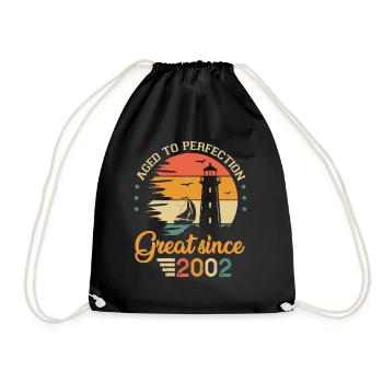 20 years boat great since 2002 anniversary - Drawstring Bag - black - Front