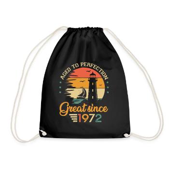 51 years old boat great since 1972 anniversary - Drawstring Bag - black - Front