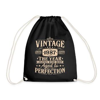 Vintage, 1987, Vintage, Cadeau d’anniversaire - Sac de sport léger - noir - Devant